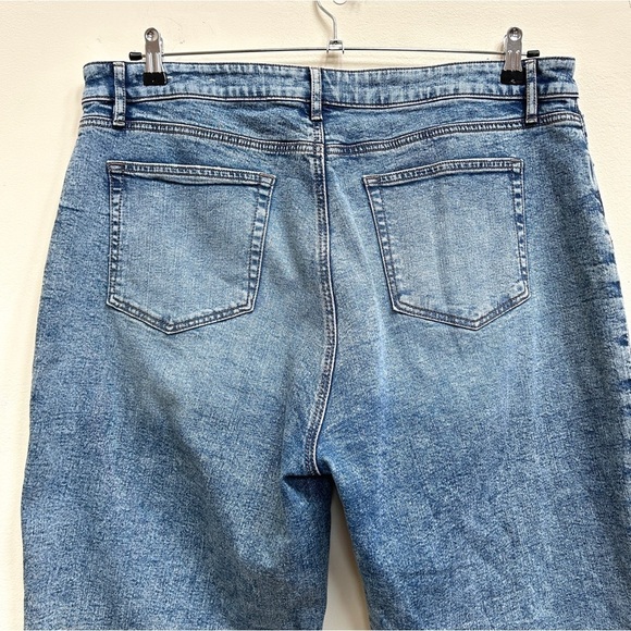 LOFT Curvy Straight Frayed Raw Hem Ankle Blue Jeans, Size 16 - Picture 6 of 11